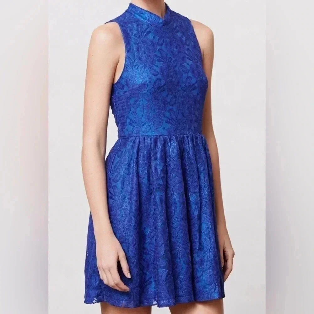 Anthropologie Cobalt Harlow Dress By Moulinette Soeurs Lace Blue Size S Small